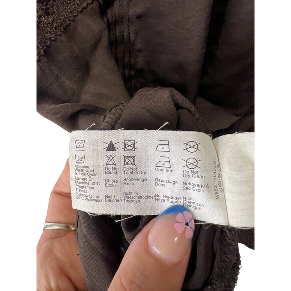 Y2K 2000s Esprit Brown Satin Beaded Sequin Boho Fairy Grunge Cami Tank Top Large - Picture 8 of 14